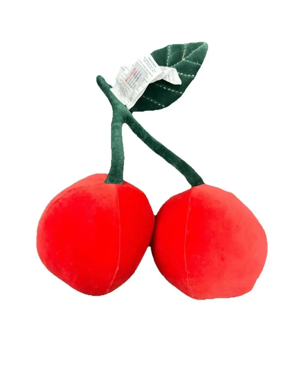 (RFB3) Velvet Cherry Plush Decor Pillow Red Fruit Luxe Anthropologie Style EUC